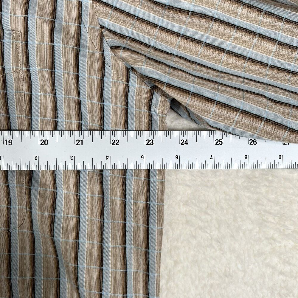 Alan Flusser Shirt Mens Medium Beige Striped Long Sleeve Button Down Casual - Picture 3 of 7